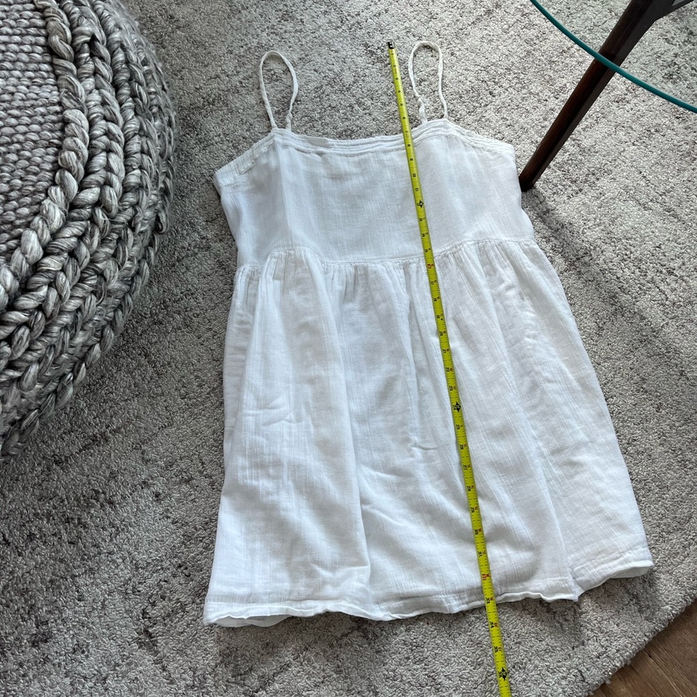 Aritzia Wilfred Safran Cotton Gauze White Spaghetti Strap Sundress Mini Sz L - Picture 8 of 12
